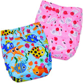 Washable & Reusable Baby Cloth Diaper With Adjustable Size Button (Set of 2)